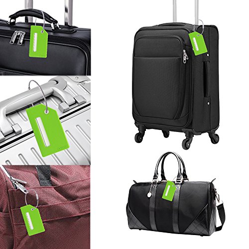 Silicone Luggage Tag With Name ID Card Perfect to Quickly Spot Luggage Suitcase (Plane 2Pcs Green) - Thumbnail 3