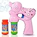 Haktoys Pink Puppy for Girls Bubble Blowing Shooter Gun with Light, Barking Sound & Music, 3 x AA Batteries, and Extra Bottle