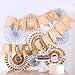 Aonor Gold Party Decorations - Sparkly Paper Fan Flowers Banner, Hanging Swirls, Paper Garland Bunting for Baby Shower Backdrop, Birthday Party Wall Decorations
