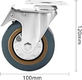 Holdfiturn 4Pcs 100mm Rubber Swivel Castor Wheels with Brakes 600kg view 2