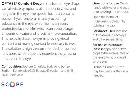 Optase Comfort Drop - Eye Drops to Help Hydrate Irritated and Dry Eyes During Contact Lens Wear - Preservative Free - 20 x 0.4ml Doses - Image 3