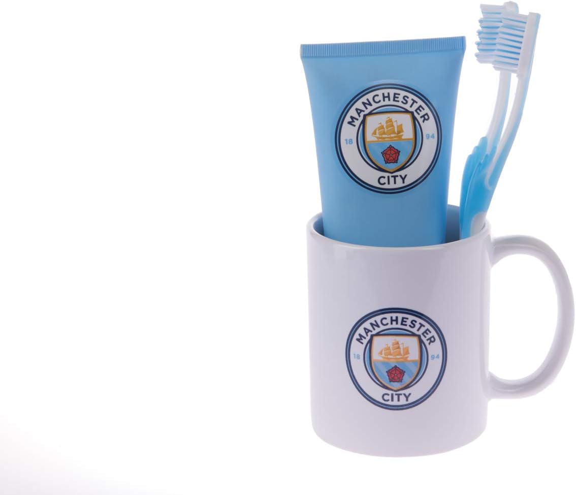 New 2020 Manchester City FC Mug, Shower Gel and Toothbrush Set. Great gift for any occasion.