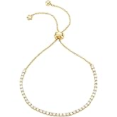 Amoina 14K Gold Plated Cubic Zirconia Classic Tennis Bracelet for Women, Adjustable Slider for Perfect Fit, Elegant Everyday Jewelry