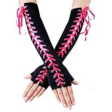 JISEN Womens Full Length Fingerless Lace Up Arm