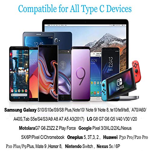 USB Type C Charging Cable 6.6FT 2Pack 3A Nylon Fast Charger Cord for Samsung Galaxy Fold Note 10 9 S8 S9 S10 Plus S10E 10E S10+,S20 Ultra S20+ 20 20+ LG Stylo 5 4 G6 G7 G8 Google Pixel 4 3a 4a XL