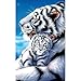 HOT SALE ! 5D Diamond Diy Painting Full Drill Handmade White Tiger Mother Child Under Moonlight Starry Sky Cross Stitch Home Decor Embroidery Kit ❤️ ZYEE (B)