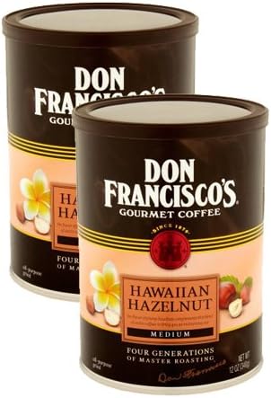 Don Francisco's, Hawaiian Hazelnut Ground Coffee, 12oz Canister, 2 Pack