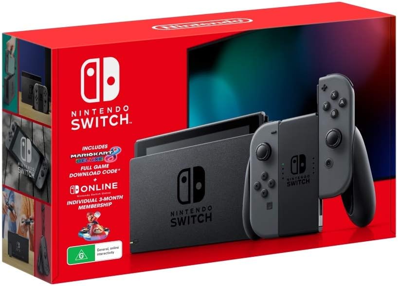 Nintendo Switch Console [Grey] with Mario Kart 8 Deluxe + Switch Online