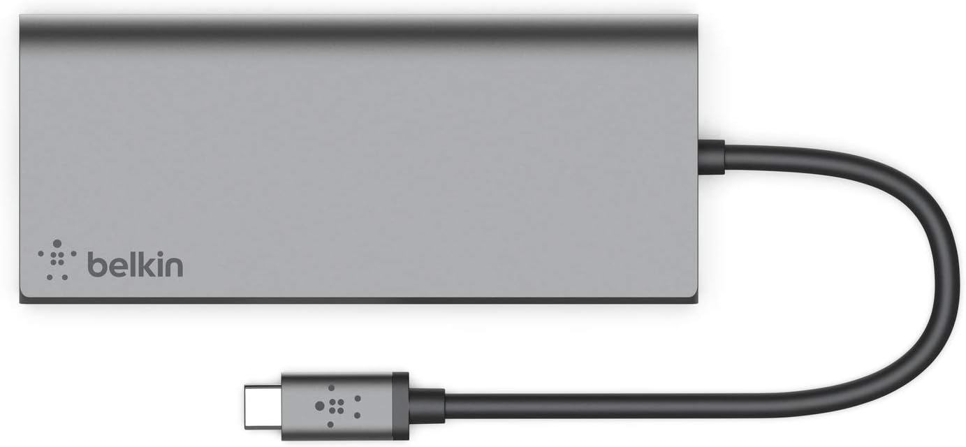 Belkin USB-C Hub with Tethered USB-C Cable (USB-C Dock for MacOS and Windows USB-C Laptops): Computers & Accessories
