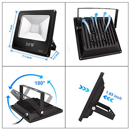 UV Black Light, Lightimetunnel 30W Led Flood Light Bulb Outdoor IP66 Waterproof Blacklight with 5-Pack Fluorescent Tape for Blacklight Party Supplies, Neon Glow, Birthday Wedding Stage Lighting