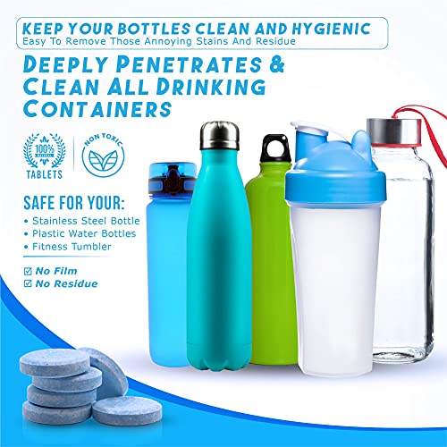 Water Bottle Cleaning Tablets 30Pack Protein Shake Cleaner Tablets Biodegradable, Tumbler and