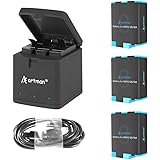 Artman Hero 8/7/6 1500mAh Replacement Batteries(3-Pack) and 3-Channel LED USB Charger Compatible with GoPro HERO 8 Black, HER
