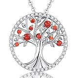 The Tree of Life Pendant Created Garnet Necklace Jewelry Anniversary Gift for her Sterling Silver