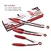 TENDOMI Kitchen Tongs - Stainless Steel Silicone Cooking Tongs, Non-Slip 7, 9, 12 Inch Locking Food Tongs for BBQ Barbecue Serving Grilling Bacon Turner, Set of 3-Red