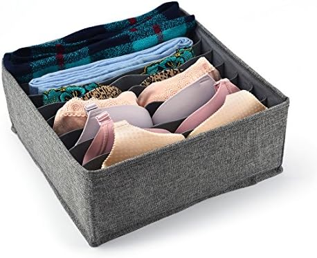Underwear closet organizer Foldable Non-woven Fabric Gray Drawer storage box for Socks, Underwear, Scarves Bedroom (Strip)
