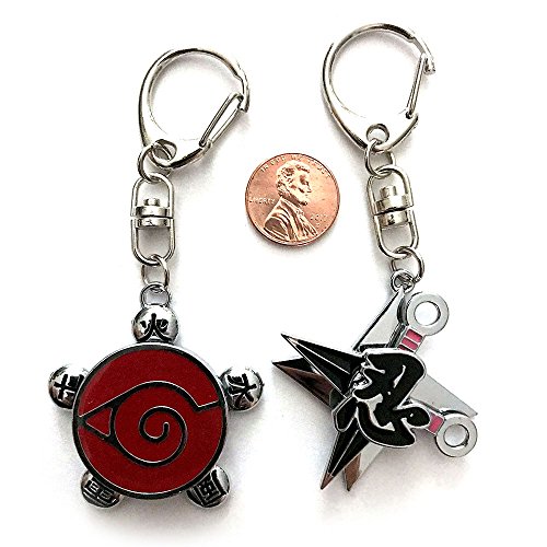 Anime Konoha Naruto Sasuke Akasuki Ninja Symbol Sharingan Itachi Madara 2PCS Keychain