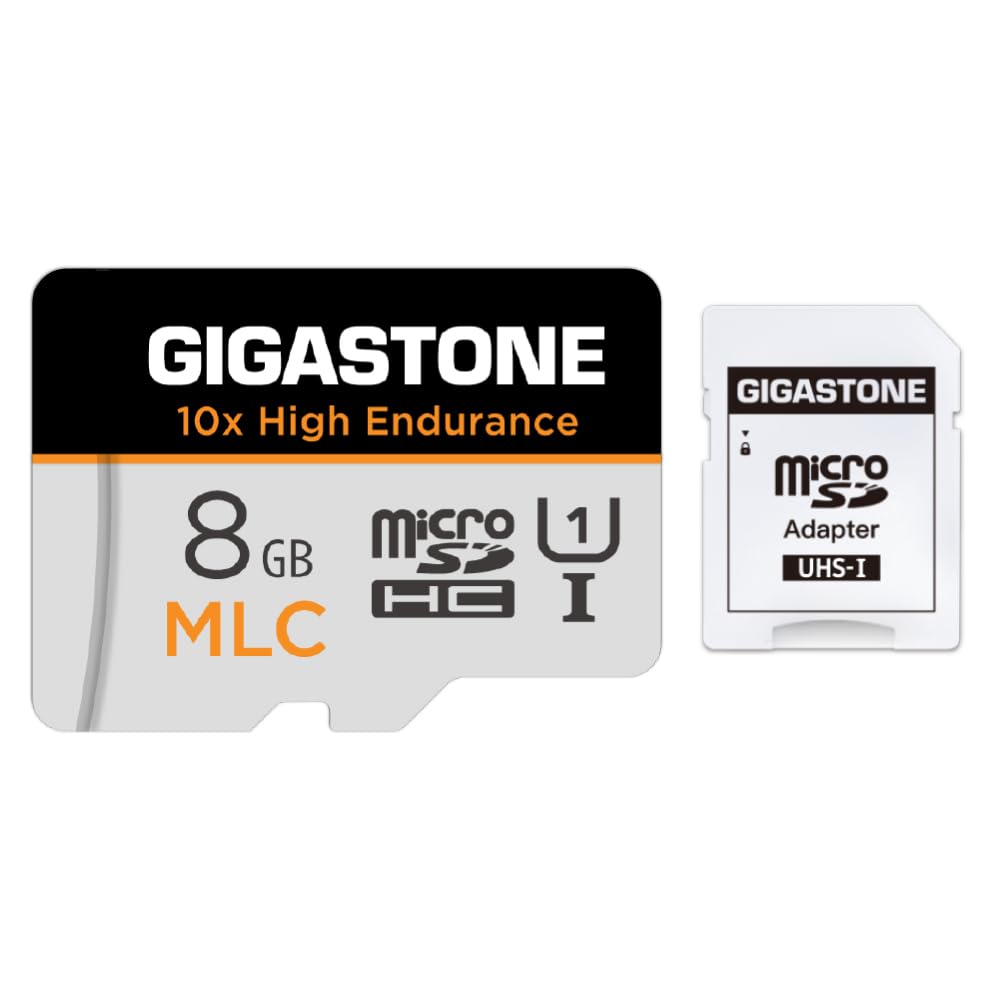 [MLC 10x High Endurance] GIGASTONE 8GB MLC Micro SD Card, Full HD Video Recording, Security Cam, Dash Cam, Surveillance Compatible 80MB/s, U1 C10