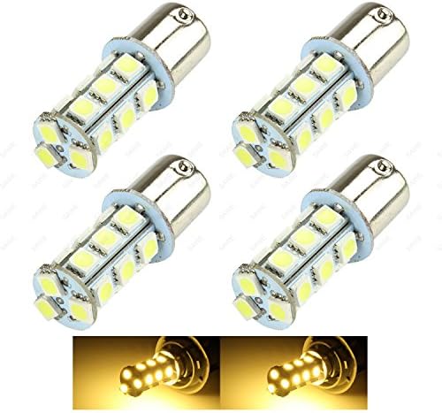SAWE - 1156 BA15S 18-SMD 5050 RV Camper LED Light Bulbs Tail Backup 1141 1003 (4 pieces) (Warm White)
