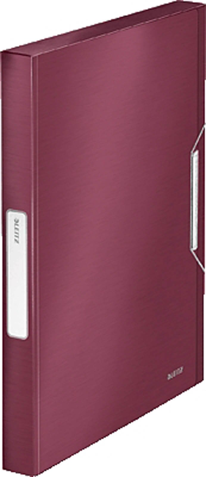 Leitz 39560028 Box File, Holds up to 250 A4 Sheets, Elastic Closure, Flexible Plastic, Garnet Red, Style Range