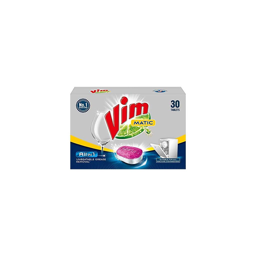 Vim Matic Dishwasher Tablets All in One, 30 Tablets, 3in1 Dishwasher