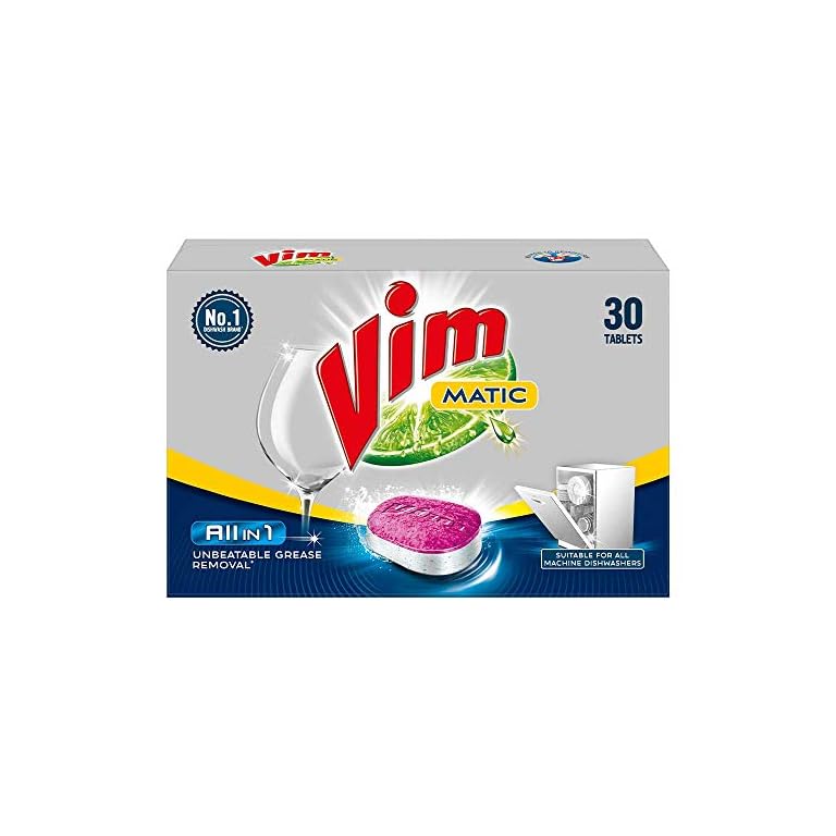 Vim Matic Dishwasher Tablets All in One, 30 Tablets, 3in1 Dishwasher