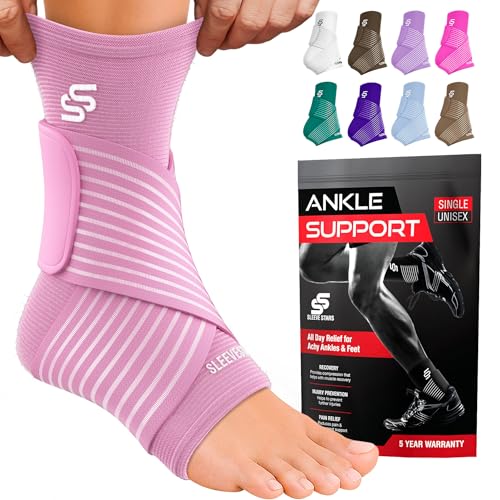 Sleeve Stars Sprunggelenkbandage - Plantarfasziitis &Amp; Achillessehnen Entlastung, Fußgelenk Bandage Mit Verstellbarem Riemen I Knöchelbandage I Fußbandage Für Rechts Oder Links (1 Stück,Babyrosa)