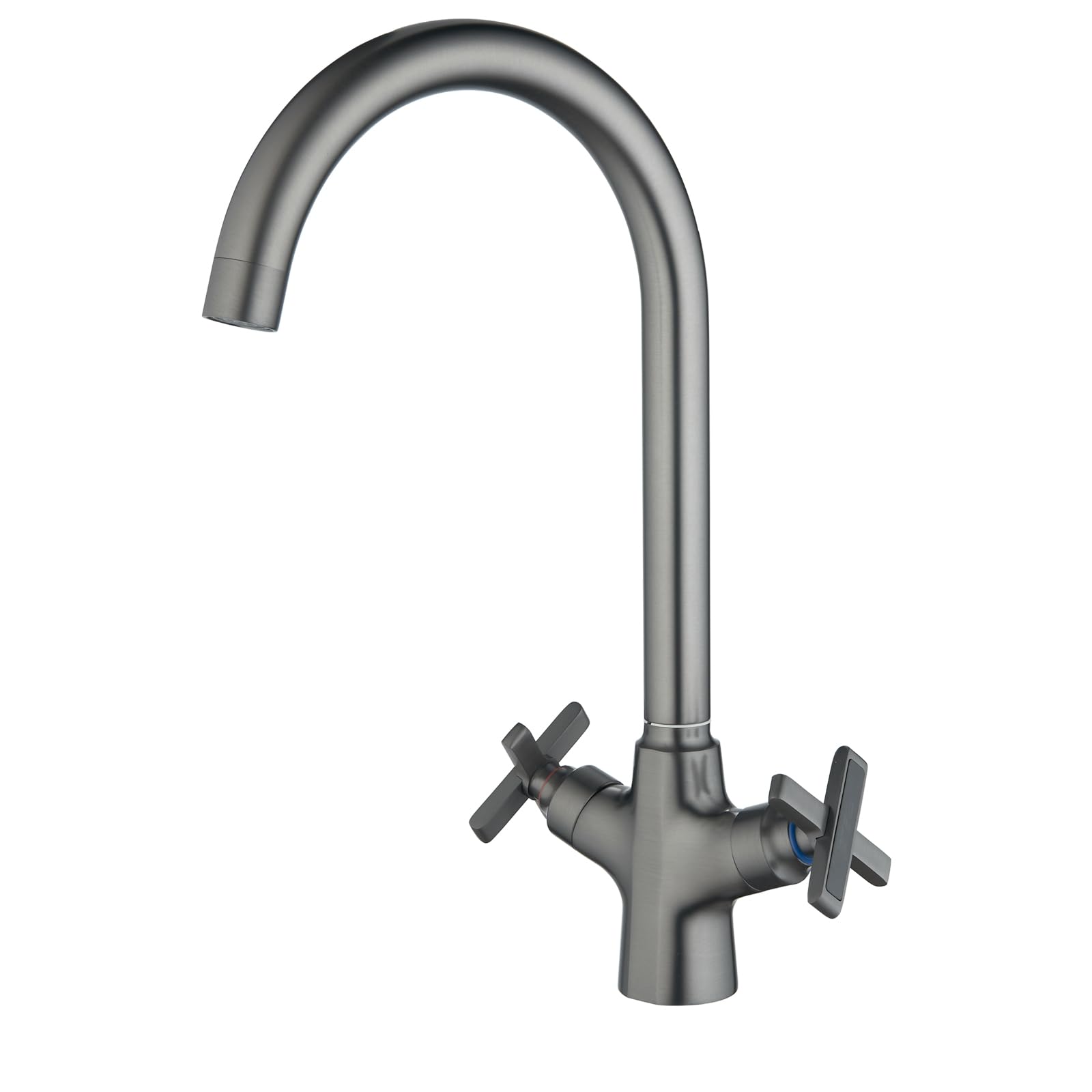 BELZ Kitchen Sink Mixer Taps Monobloc Swivel Spout Chrome Brass Dual Lever with Hoses for Kitchen Sink&Bar,Gunmetal