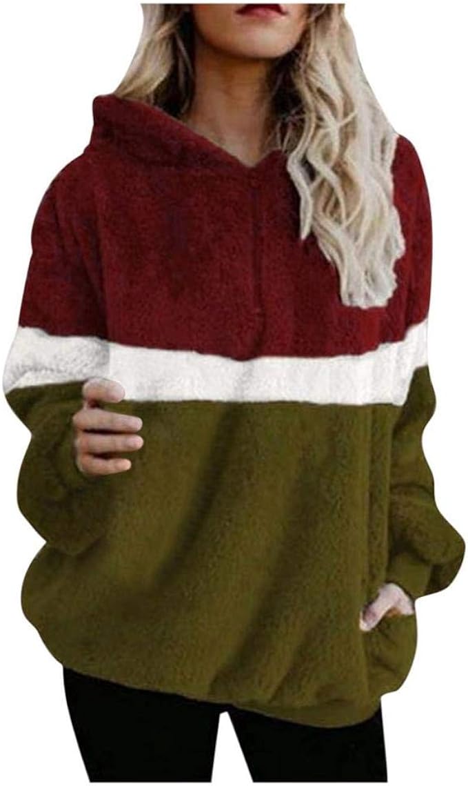 Gets Sherpa Hoodie Womens Plus Size Pocket Oversized Fleece Pullover Hoodies Fall Thermal Fuzzy