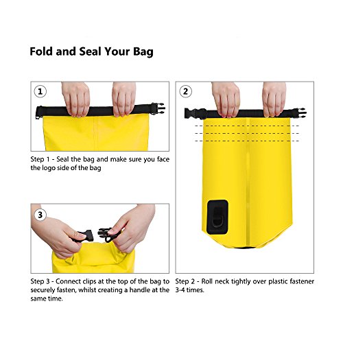 Forbidden Road 5L 10L 15L Waterproof Dry Bag (8 Colors) Dry Sack Roll Top Dry Compression Sack Keeps Gear Dry for Kayaking Boating Camping Canoeing Fishing Skiing Snowboarding (Yellow, 20L)