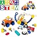 Tiny Land Car for Boy 2+ Years Old Toddler Tool Set- 55 Pcs STEM Toy Wooden Building Set with Screwdriver and Wrench - Rescue Trailer Plus Fire Truck, Police Car & Ambulance