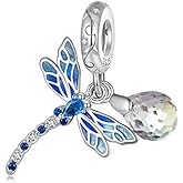 MEETCCY Butterfly Ladybug Cat Bird Charm 925 Sterling Silver Animal Charms for Charm Bracelet (Dragonfly Charm)