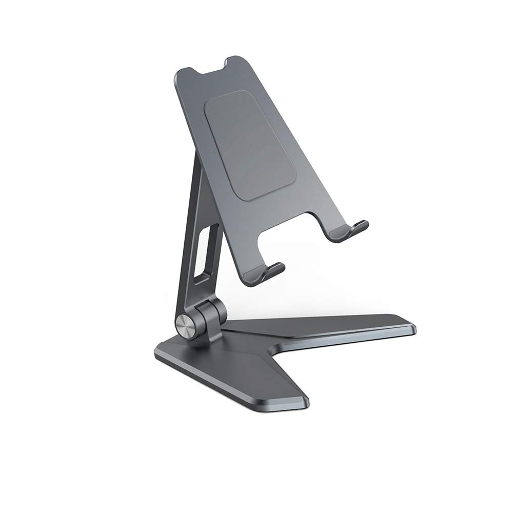 Juntan Full Aluminum Quality Desktop Gray Metal Holder for Tablet Devices from 7 to 13 inches Compatible with iPhone Samsung Galaxy iPad Office