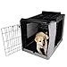 PETSFIT 36 Inch Wire Dog Crate Cover, Double Doors, Mesh Window, Detachable Top and Back Flap, Grey