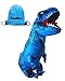 Adult Inflatable T-rex Costume Dinosaur Halloween Suit Cosplay Fantasy Costumes Blue with Backpack & USB Cable