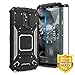 TJS Case Compatible with LG Stylo 4/LG Stylo 4 Plus/LG Q Stylus/LG Q Stylus Plus/LG Q Stylus Alpha, [Full Coverage Tempered Glass Screen Protector] Aluminum Magnetic Support Metal Plate Back (Black)