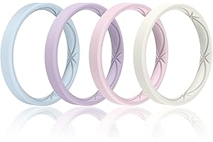 Egnaro Women's Silicone Stackable Rings, 3.2mm Width Thin Rubber Wedding Bands For Her, Flexible For Workout