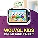 WolVol Kids Drum and Piano Musical Tablet - Durable Plastic with Easy Touch Button - Multi-Function Tablet Computer Toy for Kids