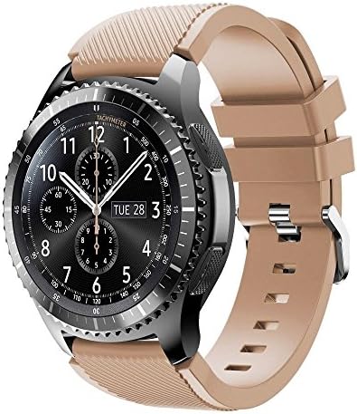 For Samsung Gear S3 Watch Band，Linkshare Soft Solid Silicone Replacement Sport Strap for Samsung Gear S3 (Light Brown)