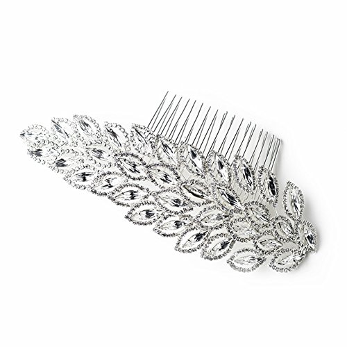 Wedding Bridal Floral Marquise Crystal & Rhinestone Side Comb