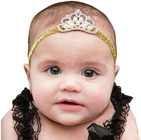 Newborn Baby Toddler Crown Hairband Princess, TRENDINAO Baby Kids Crystal Pearl Crown Hairband Headband