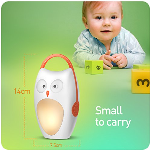 SOAIY Baby Aid Night Light & White Noise Sound Machine & Portable Sleep Soothing Owl Lamp with 4 Natural Sounds and 3 Lullabies,Battery Powered, Auto-off Timer - Thumbnail 4