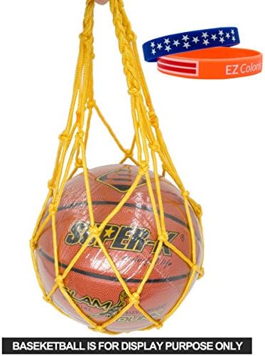EZColoris Heavy Duty Sport Equipment Bag Drawstring Ball Mesh Net Nylon Ball Carrier Hold Basketballs, Footballs, Soccer Balls, Rugby, Volleyballs, Softballs - All around Sports Bag for Balls