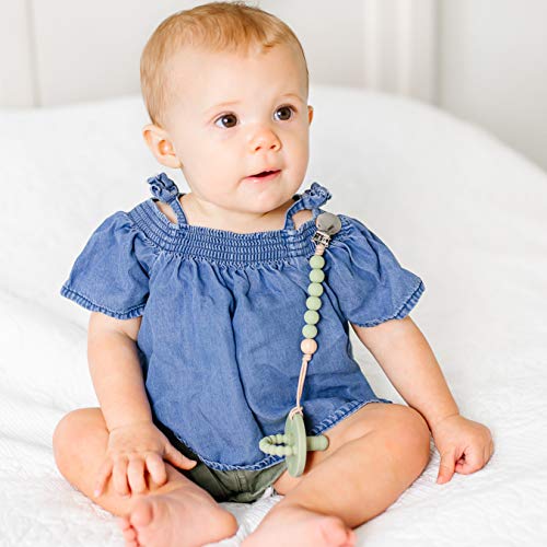 Ryan and Rose Pacifier Clip Made by Moms in The USA (Charley, Sage