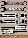 Snap On Logo Decal Set! Wrenches, Sockets and Screw Drivers! - Silver Met on Black HQ Vinyl Sticker Decals! 6in x 1.2in each