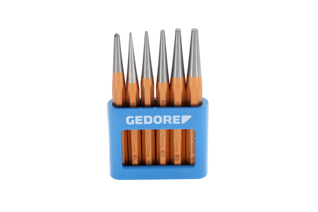 GEDORE Setting punch set, 6-piece, Pin punch set in PVC holder, Hardened, Tempered, Steel, Tool, 8753680