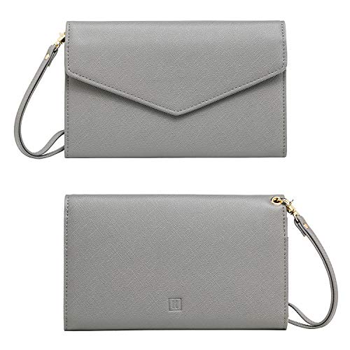 Krosslon Rfid Passport Holder Wristlet Travel Wallet Trifold Documents Organizer Slim Purse, Fit US UK CA Passport Cover Best Traveling Accessories for Women, Storm Gray(217#)