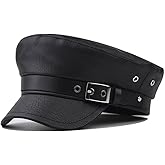 Xilery Women's PU Leather Strap Design On Front Fiddler Cap Newsboy Hat Beret Hat Gatsby Hat