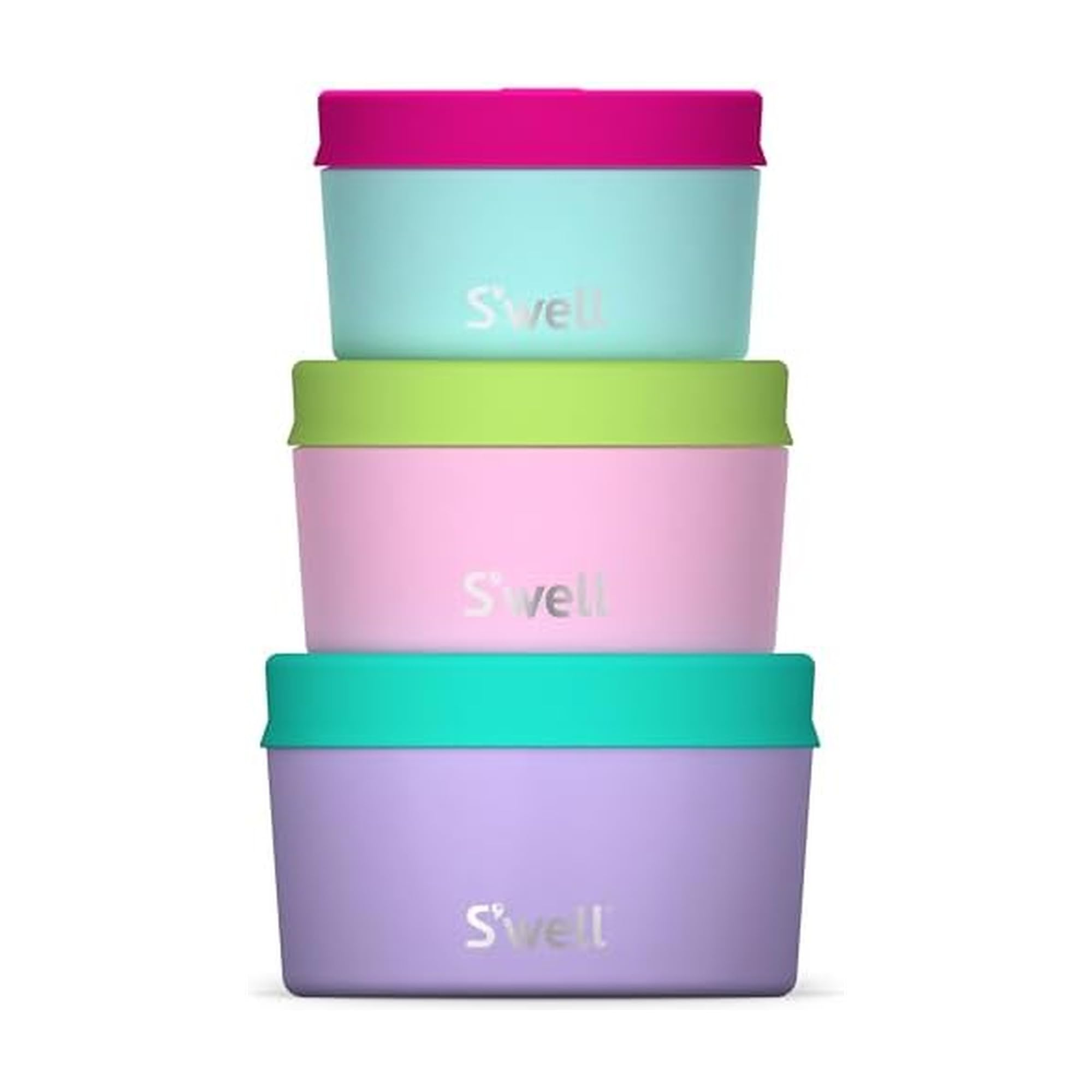 S’well Stainless Steel Food Canister Set Of Three, 10oz, 16oz, and 24oz, Pastel Paradise, Single Walled Durable Construction, BPA Free, Dishwasher Safe