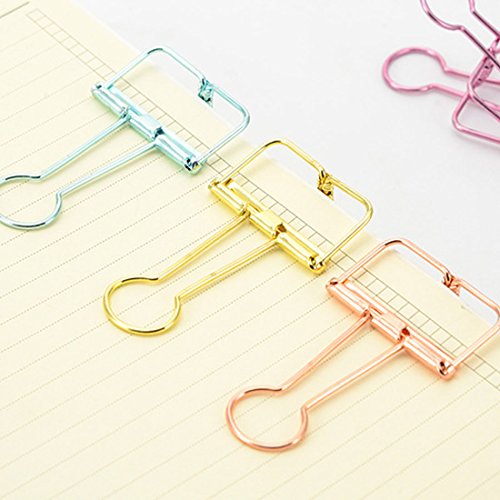 Eforlike Color Hollow Out Paper Binder Clip Invoice Bill Clip Office Supplies Pack of 10 (S, Bronze) - Thumbnail 4