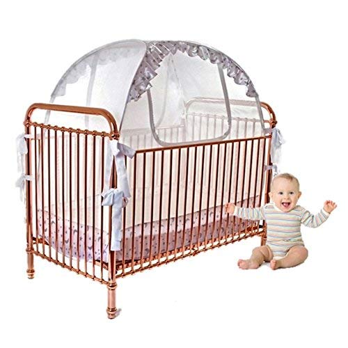 Baby Crib Safety Pop up Tent: Premium Baby Bed Canopy Netting Cover| See Through Mesh Top Nursery Mosquito Net |Stylish and Sturdy Unisex Infant Crib Tent Net |Protect Your Baby from Falls and Bites